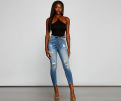 Trendy Strappy Back Halter Bodysuit