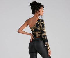Latest Obsession Tie Waist Printed Top