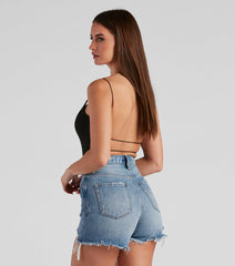 Strappy Open-Back Knit Bodysuit