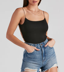 Strappy Open-Back Knit Bodysuit