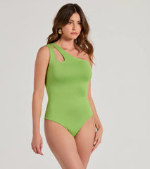 One Sided Sleeveless Cutout Bodysuit