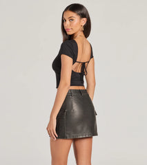 The View And You Short Sleeve Tie Back Crop Top