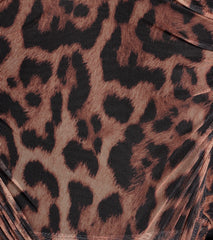 Sultry Leopard Print Mesh Off-The-Shoulder Top