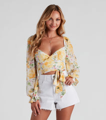 Floral Bloom Chiffon Crop Top