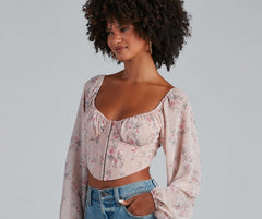 In Full Bloom Floral Crepe Bustier