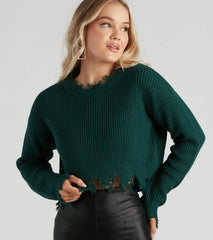 Perfect Knit Distress Crop Sweater