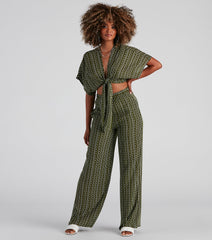 In Line Tie-Front Striped Top