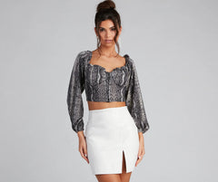 Glitzy Fab Snake Print Cropped Bustier