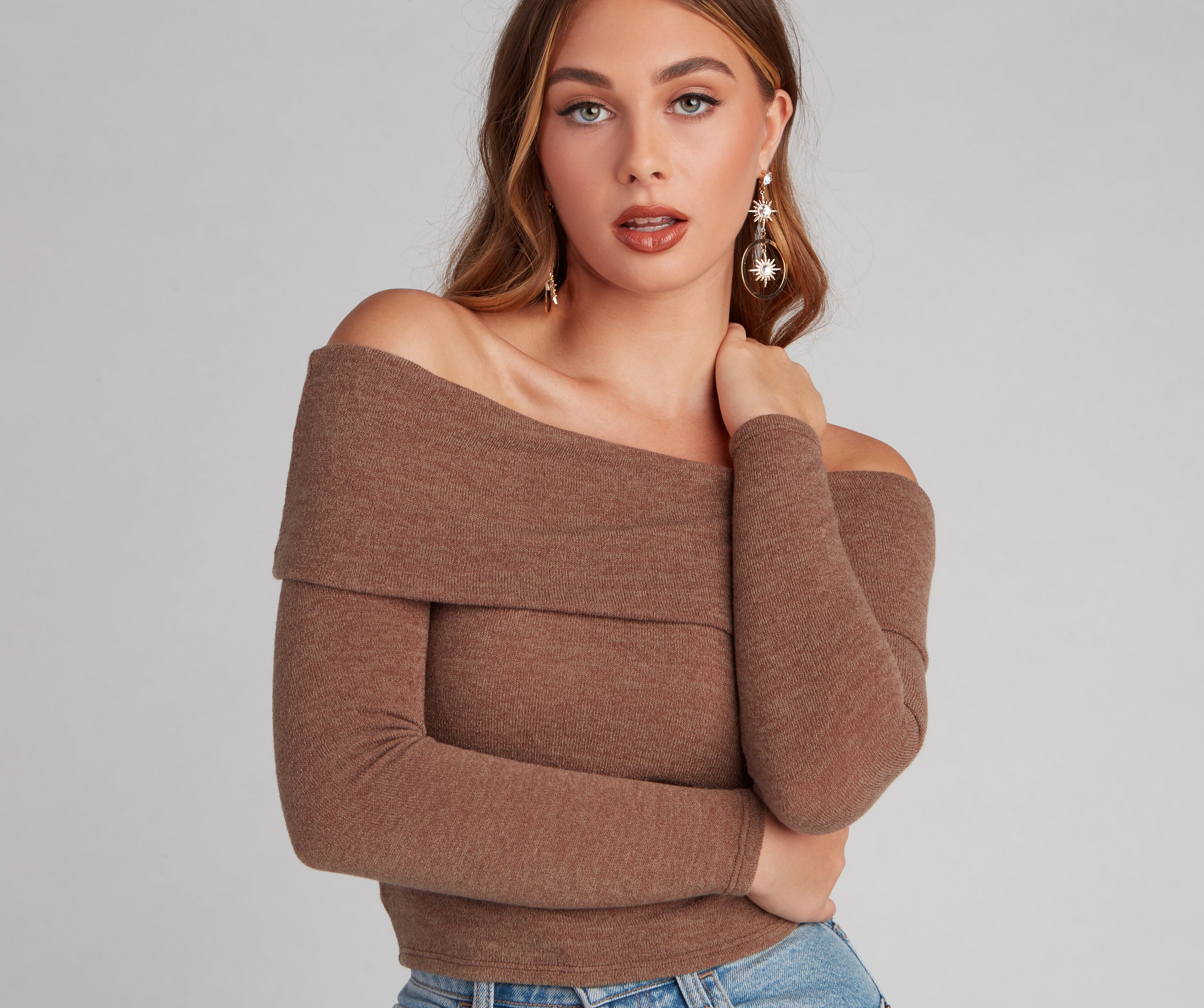 Cozy Knit Off-The-Shoulder Top
