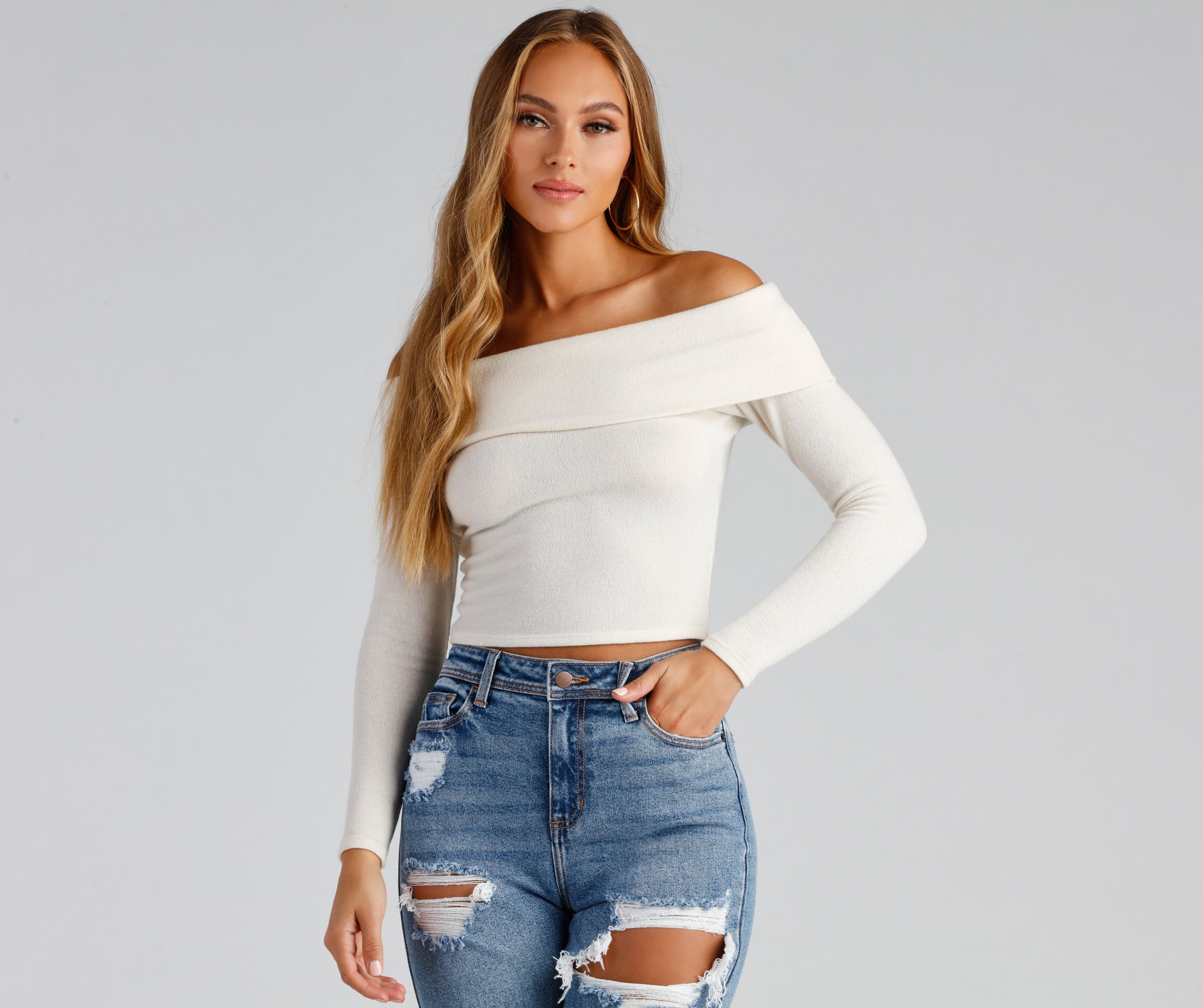 Cozy Knit Off-The-Shoulder Top