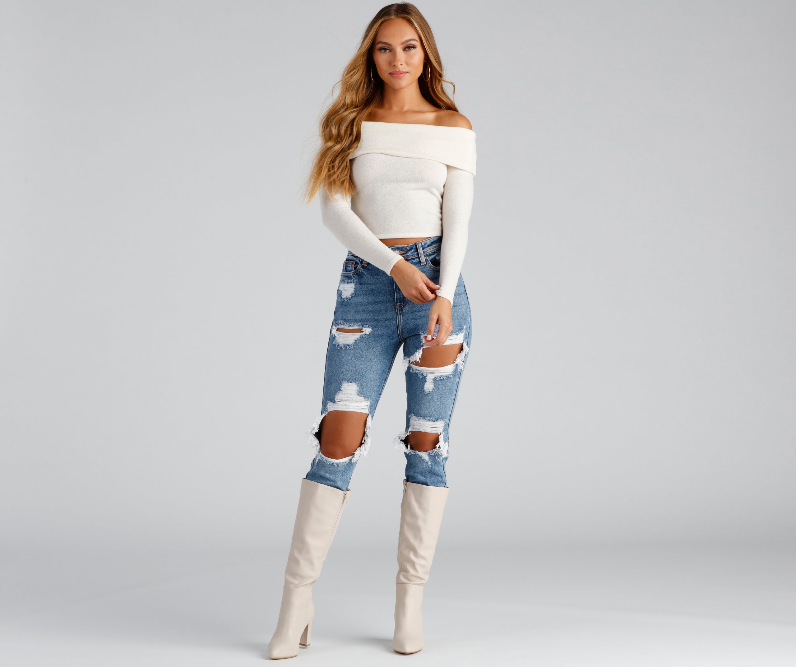 Cozy Knit Off-The-Shoulder Top