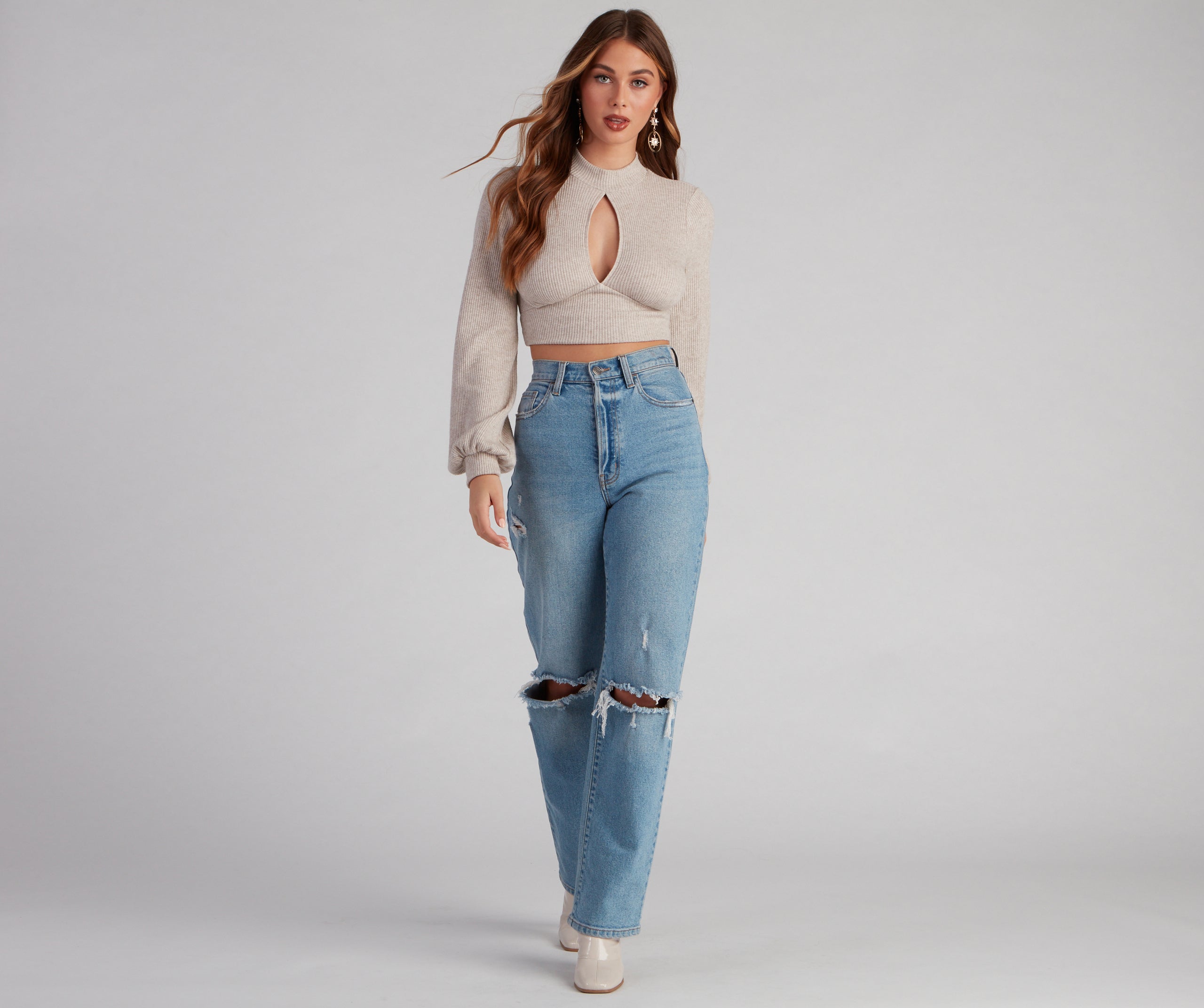 Keyhole Cutie Waffle Knit Crop Top