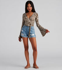 Boho Bell Sleeve Wrap Top
