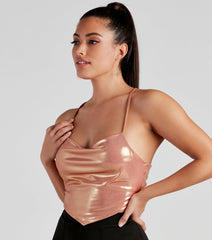 Let Me Shine Cowl Tie-Back Top