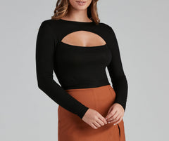 Stylish Ties Long Sleeve Cutout Top
