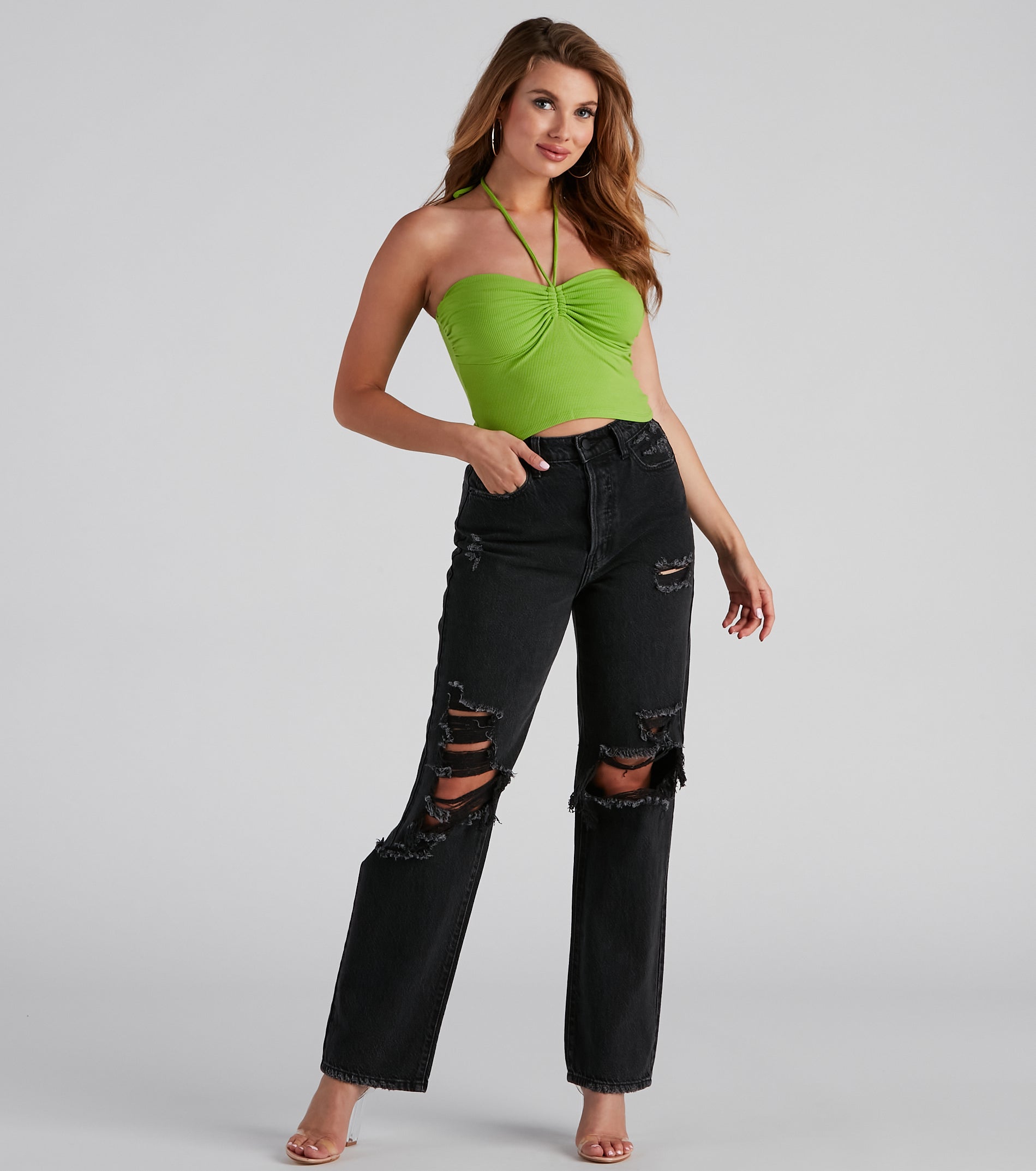 So Trendy Ruched Halter Top