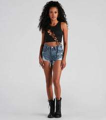 Basic Lace-Up Crop Top