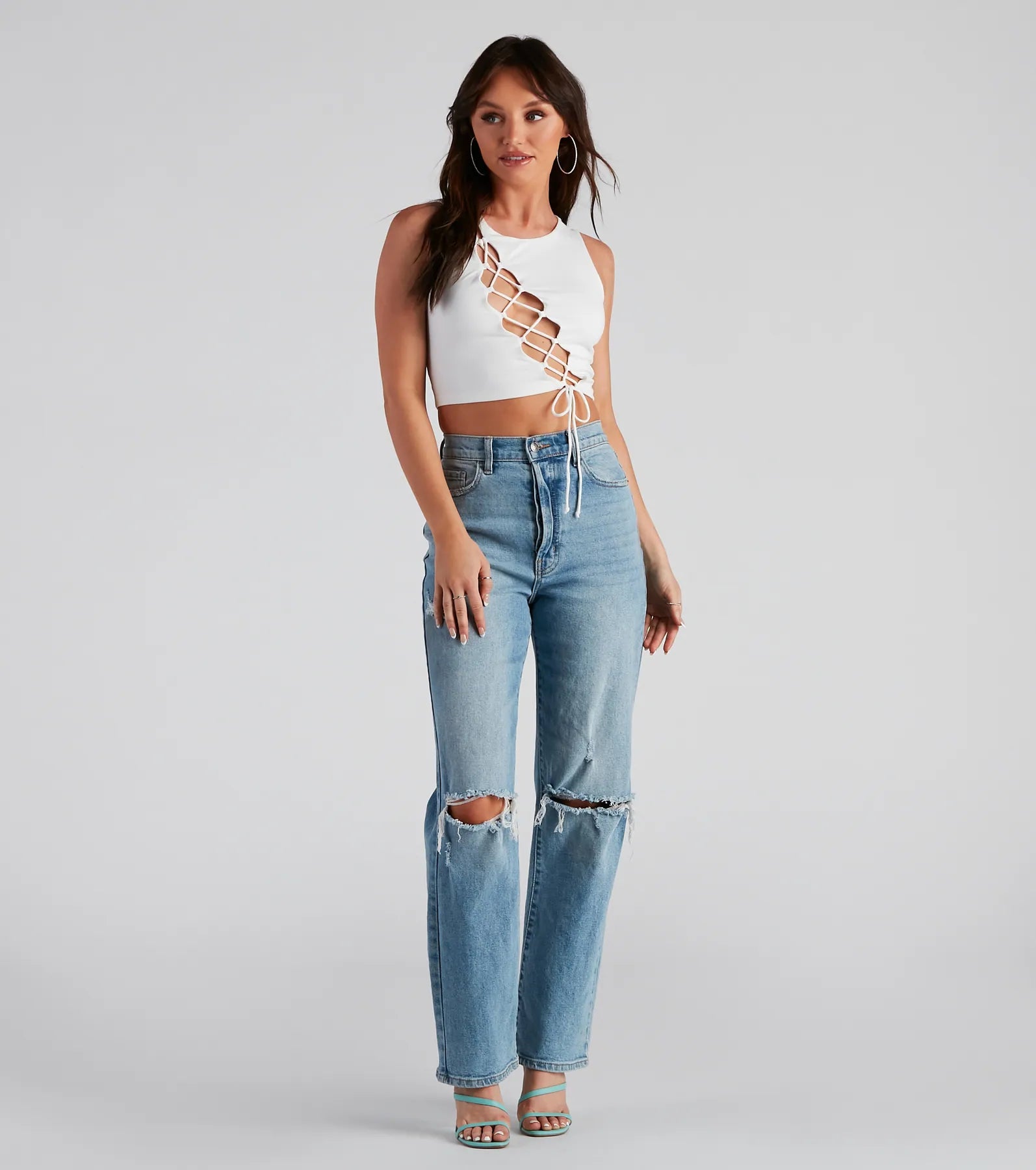 Basic Lace-Up Crop Top
