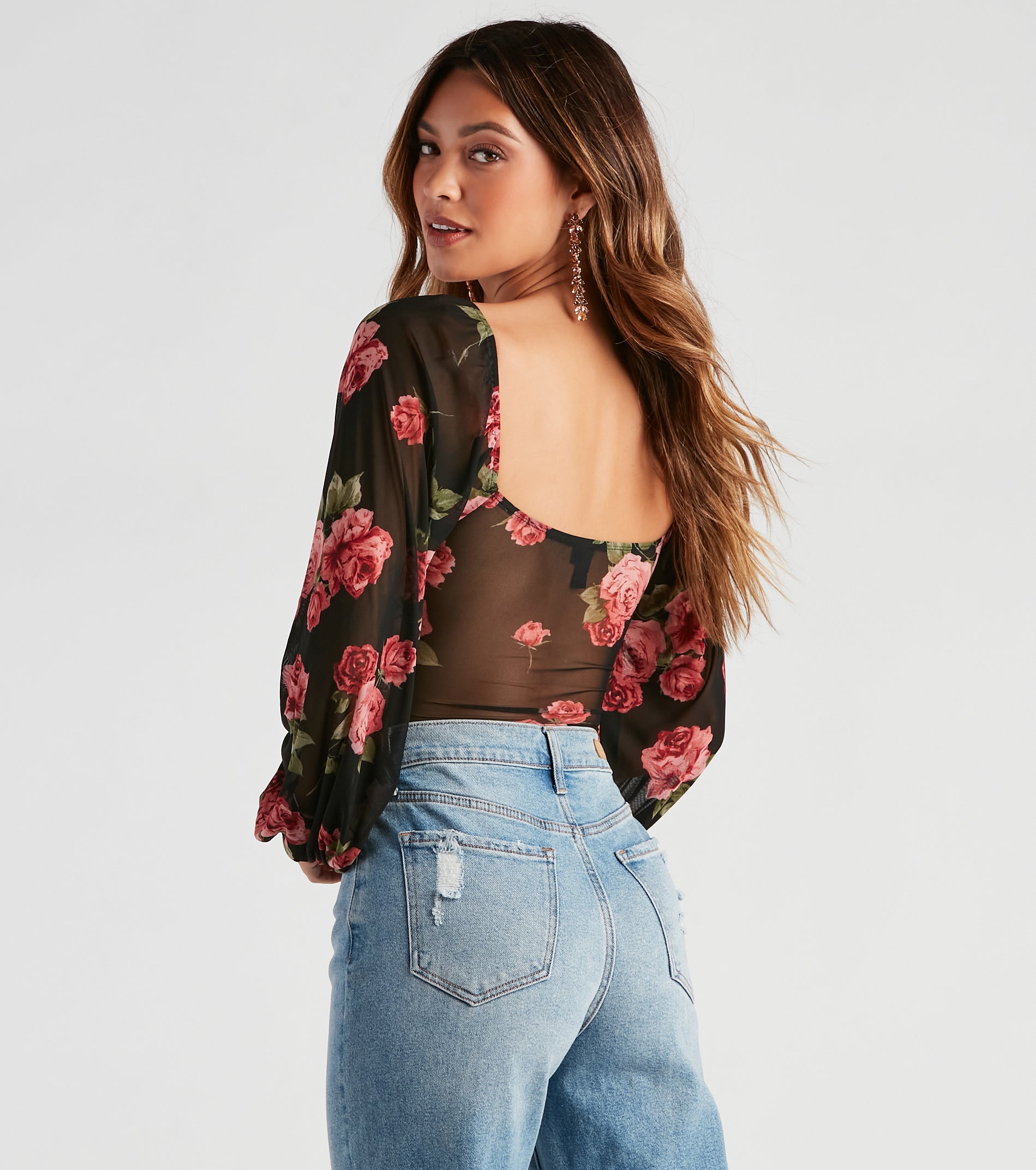 Budding Romance Floral Mesh Bodysuit