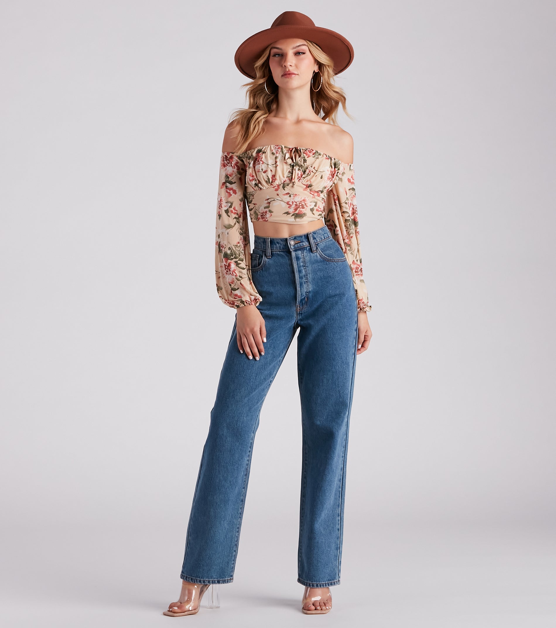 Flawless Floral Mesh Tie Crop Top