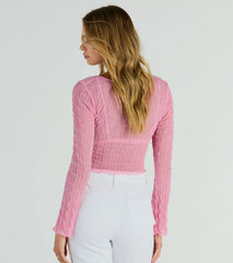 Don't Tempt Me Textured Slit Crop Top