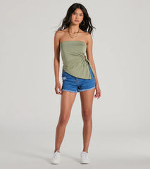 Unique Addition Strapless Cut Out Tube Crop Top