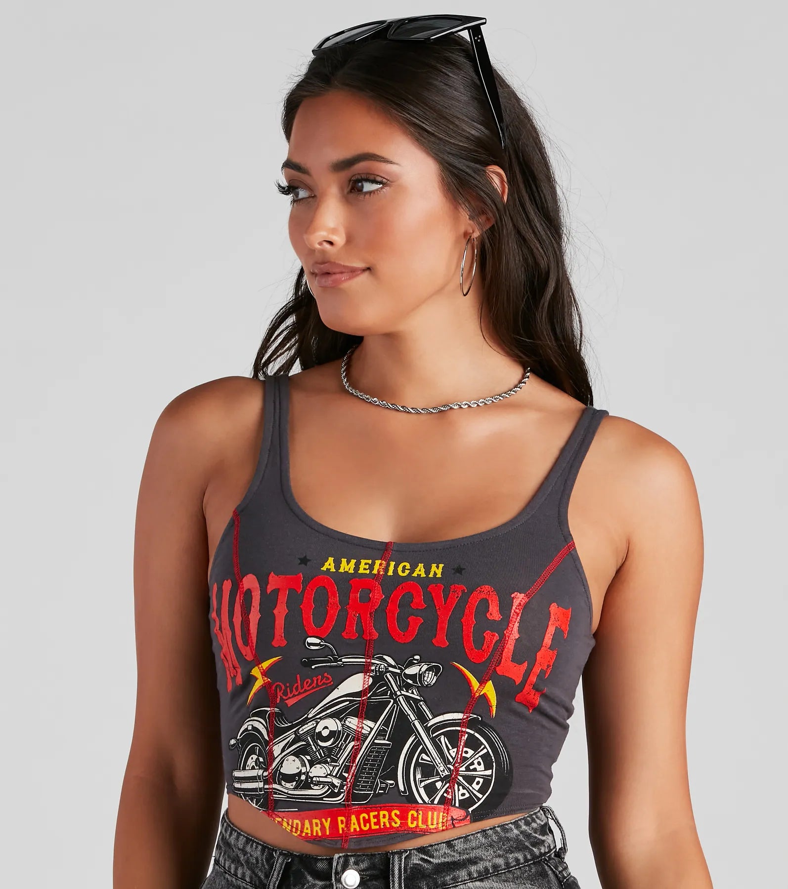 Moto Graphic Tank Crop Top
