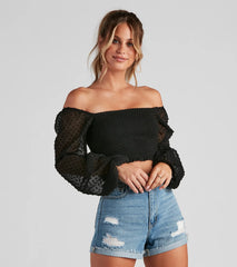 Trendy Swiss Dot Smocked Crop Top