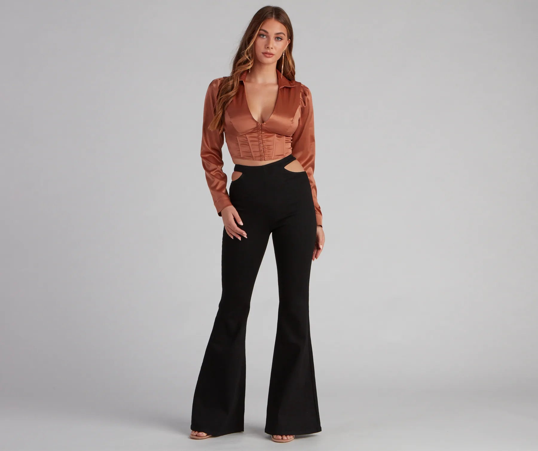 Be My Sweetheart Corset Satin Crop Top