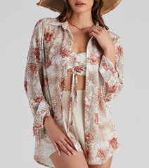 Blushing Tropics Button-Up Top
