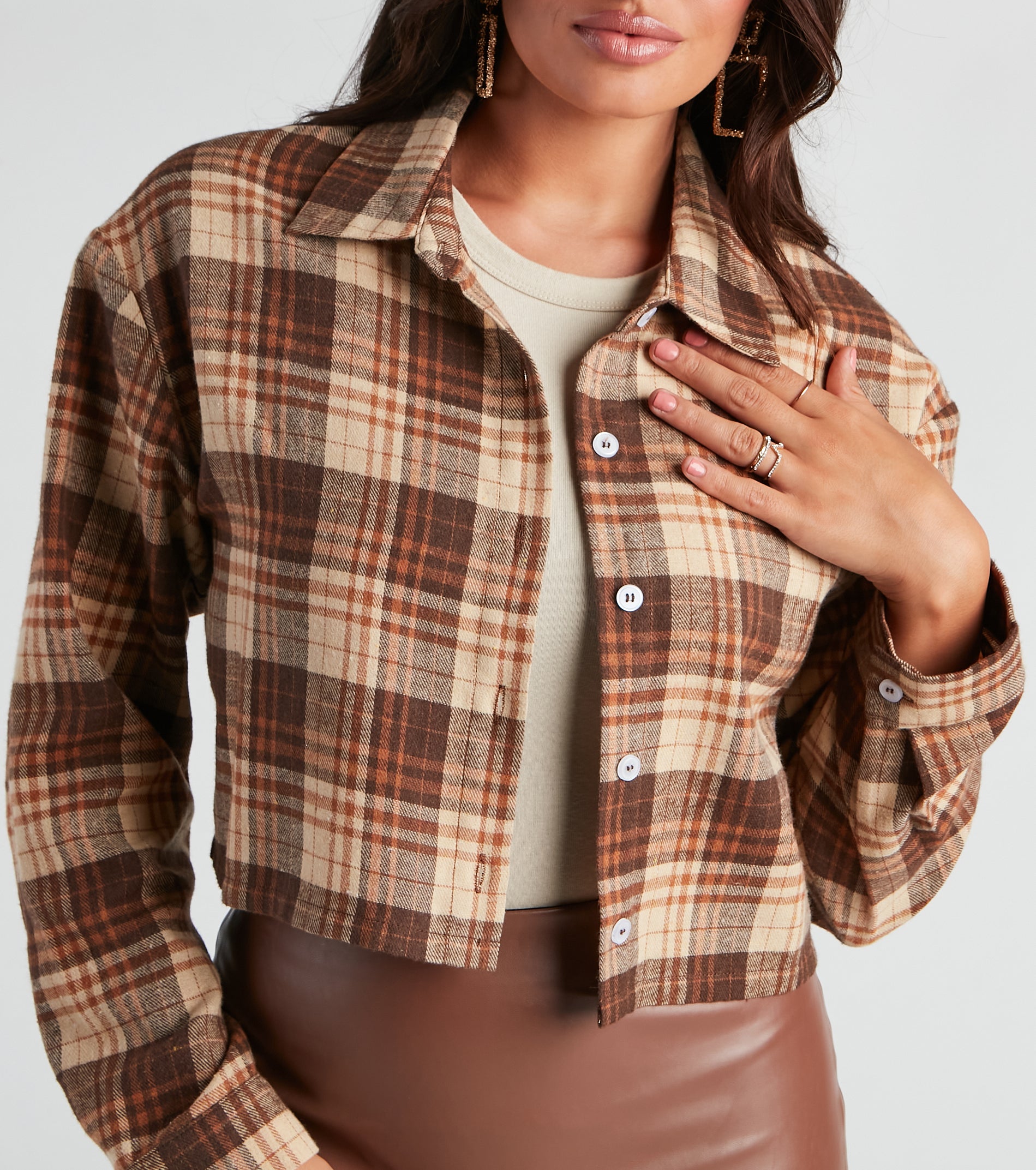 Good To Be Plaid Woven Crop Top