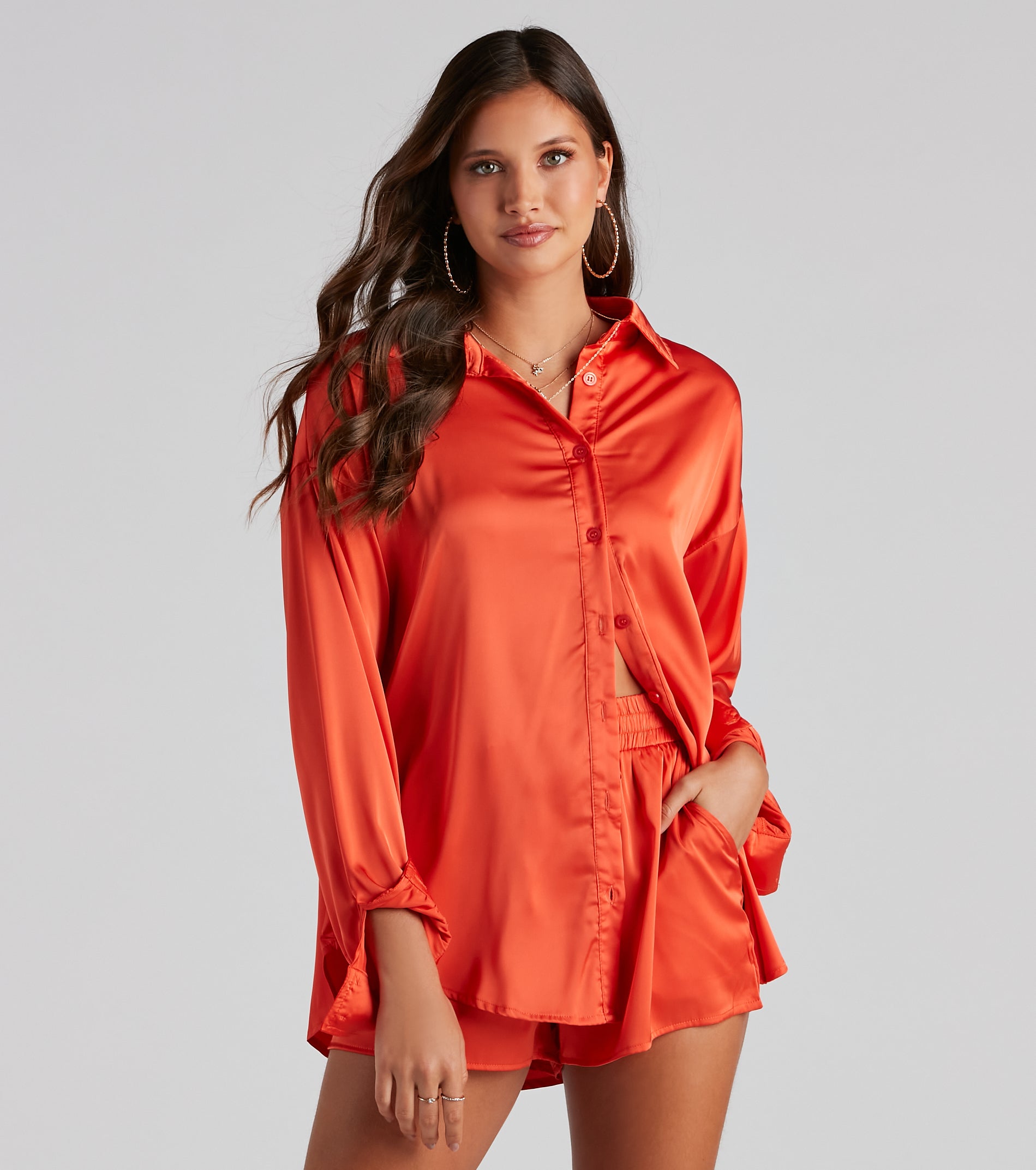Stylishly Sleek Satin Button Down Top