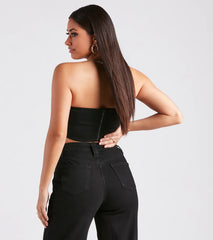 It's A Mood Strapless Twill Denim Corset