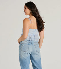 Flirty Flounce V-Neck Ruffled Crop Top
