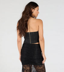 Trendy Style Lace-Up Denim Corset Top