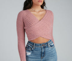 Cuddle Weather Eyelash Knit Wrap Sweater