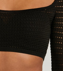 Boho Cutie Bell Sleeve Crochet Crop Top