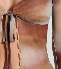 Dreamy Watercolor Mesh Tie-Front Top